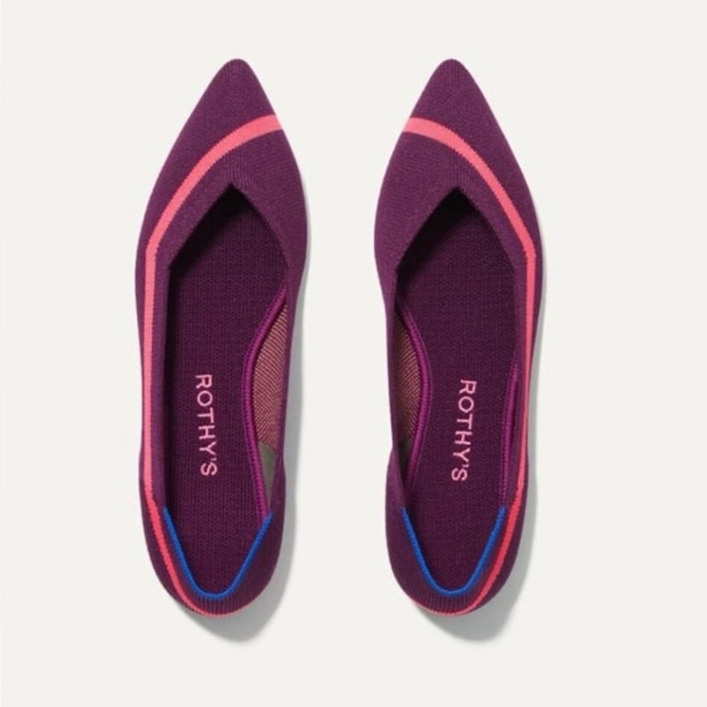 Maroon Neon Stripe Rothy’s Points 8.5 EUC